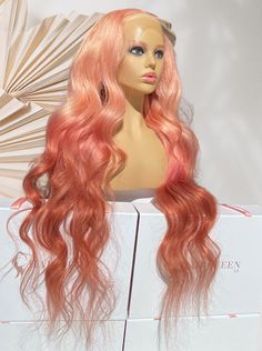 The Princess Lace Wig is a luxurious accessory that will make you feel like royalty. Its elegant rose gold tone and pink ombre will add a regal flair to any look, and its 180% density ensures fullness and styling potential. Adjustable straps provide a comfortable and secure fit. Be a vision of beauty with this exquisite piece. *Product image is of a Body Wave unit* KEY FEATURES Glueless Non-Glueless Density: 180%Hair Color: Pink OmbréElastic Band/Straps: YesClips/Combs: YesHairline: Pre-pluckedBleached Knots: Yes Every purchase includes a GLUE and GLUE REMOVER. Density: 180%Hair Color: Pink OmbréCap Size: Standard S/M/L (Customer can request cap size in order notes)Elastic Band/Straps: YesClips/Combs: Yes Hairline: Pre-pluckedBleached Knots: No Every purchase includes a GLUE and GLUE REMOV Hair Unit, Glue Remover, Hair Color Pink, Queen Hair, Celebrity Hair Stylist, Human Virgin Hair, Lace Closure Wig, Salon Style, Pink Ombre