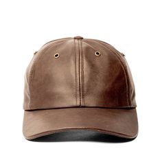 Six panel lambskin leather ballcap. Shell: 100% Leather Lining: 100% Polyester Made in Canada Washing Instructions: Leather Clean Only Luxury Leather Flat Cap, Adjustable Brown Leather Baseball Cap, Classic Brown Six-panel Baseball Cap, Casual Leather Six-panel Baseball Cap, Classic Leather Six-panel Baseball Cap, Brown Leather Curved Brim Baseball Cap, Classic Leather Snapback Baseball Cap, Adjustable Leather Baseball Cap With Short Brim, Leather Six-panel Baseball Cap With Leather Patch