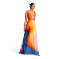 Color: Sunset, Abstract, Color Block Multicolor Chiffon Evening Dress, Multicolor Silk Chiffon Party Dresses, Elegant Multicolor Silk Chiffon Dress, Multicolor Silk Chiffon Maxi Dress, Multicolor Silk Chiffon Maxi Dress For Spring, Orange Chiffon V-neck Dress, Summer Multicolor Silk Chiffon Maxi Dress, Multicolor Fitted Silk Chiffon Dress, Multicolor Silk Chiffon Dress For Spring