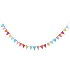 a multicolored bunting banner on a white background