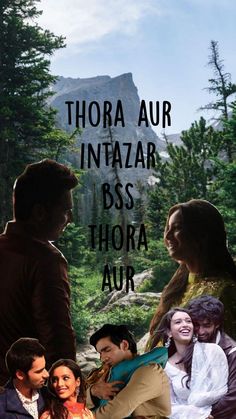 the movie poster for thora aur, featuring two men and one woman with their arms around each other