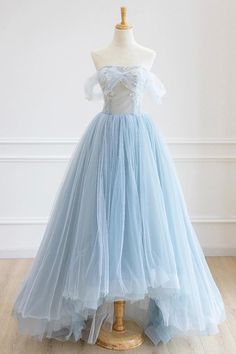 High Low Blue Lace Floor Long Prom Dress, Blue A-Line Off the Shoulder Party Dress Prom Dress Light Blue, Light Blue Homecoming Dress, Blue Tulle Prom Dress, Blue Homecoming Dress, High Low Prom Dresses, Dress Light Blue, Blue Homecoming Dresses, Purple Prom Dress, Dress Item