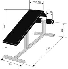 a black and white drawing of a bench with measurements for the top part of it