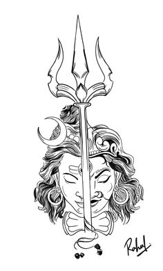 Shiva Kali Tattoo, Shiv Parvati Drawing Sketch, Shiva Parvati Tattoo, Shiva Logo, Shiv Gauri, Siva Parvathi, Font Tato, Warrior Tattoo Sleeve