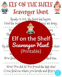 the elf on the shelf scavenger hunt printable for kids to use in their classroom