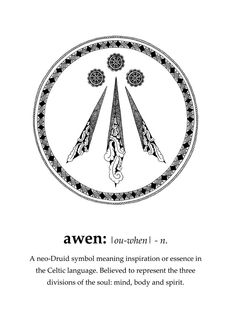 an illustration with the words, aven and two different symbols in black and white