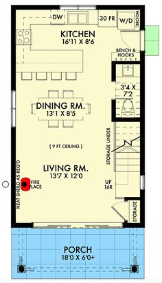 the floor plan for a two bedroom apartment with an attached kitchen and living room area