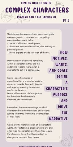 an info sheet describing how to use complex characters for writing and creating character roles in the text