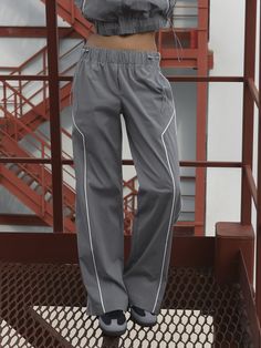 Loose nylon trousers with contrasting stripes :: LICHI - Online fashion store Workout Fits, Track Suit, Sport Style, Online Fashion Store, Online Fashion Stores, Wide Waistband, Unique Items, Sport Fashion, Online Fashion