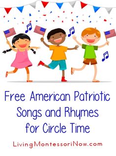 three children with american patriotic songs and rhymes for circle time