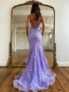 Lilac Formal Dress, Prom Dresses Sparkly, Mermaid Gown Prom, Corset Dress Prom, Prom Dresses Sleeveless, Lace Prom Dress, Azul Real, Backless Prom Dresses, Vestidos Prom