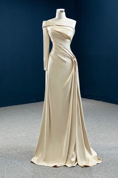 Elegant Evening Dresses, Womens Prom Dresses, Fishtail Dress, Satin Prom Dress, Dresses Elegant, Prom Dresses With Sleeves, Evening Dresses Elegant, Prom Dresses Long With Sleeves