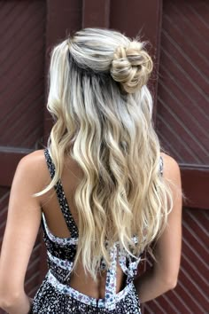 Flower Braid, Half Up Hairstyle, Diy Hairstyle, Cute Prom Hairstyles, Braid Bun, Half Up Half Down Hair Prom