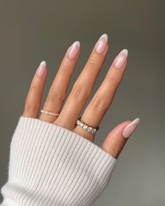 24 Winter Acrylic Nails Ideas for a Fun, Elegant, and Festive Look This Holiday Season Light French Tip Nails, Muted French Manicure, Erin Aesthetic, Milky Manicure, Milky French Manicure, Grad Nails, Manikur Kuku, Milky Nails, Nude Nail Designs