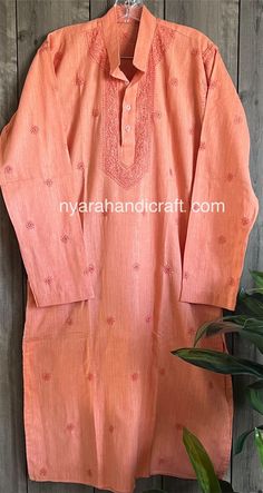 "Linen by cotton kurta for men with fine embroidery.  \"Chest Size mentioned is the actual garment measurement\"" Cotton Kurta With Traditional Patterns And Fit, Traditional Cotton Kurta With Traditional Patterns, Eid Cotton Kurta With Tonal Embroidery, Cotton Straight Kurta With Tonal Embroidery, Cotton Kurta With Tonal Embroidery, Traditional Kurta With Tonal Embroidery For Eid, Traditional Festive Kurta With Tonal Embroidery, Traditional Eid Kurta With Tonal Embroidery, Chikankari Kurta For Men