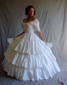 Ruffled Petticoat three ruffles Civil War Era  in cream, white polished cotton or send us your OWN fabric. $475.00, via Etsy. Victorian Style Ruffled Petticoat For Costume, Victorian Ruffled Petticoat For Costumes, Victorian Petticoat With Attached Cancan For Costume, Vintage Victorian Dress With Ruffles For Debutante Ball, Victorian Ball Gown Dress With Ruffles, Victorian Wedding Dress With Cancan, Victorian Wedding Dress With Attached Cancan, Wedding Victorian Dress With Cancan, Victorian Fitted Petticoat With Attached Cancan