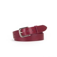 These coloured leather belts put a contemporary twist on our perfected everyday wardrobe staple. Not too wide, not too narrow, this thick yet supple leather will keep you comfy all day and you can even swap buckles to suit your wardrobe. As a design classic with a sleek width, this leather belt is fit to compliment any style. For the best size guide, measure a well fitting belt from the place at which the buckle is attached to the most used hole. You can also add a couple of inches to your trouser size to determine your belt size, but please bear in mind clothing sizes can vary across brands, so this may not give an accurate fit. If you need any help deciding, please feel free to ask. We selected a 3.5mm thick Italian vegetable tanned leather for for a lower impact leather with a truly uni Classic Red Belt Buckles With Removable Belt, Red Leather Belt, Modern Leather Belt For Everyday, Adjustable Leather Belt, Modern Leather Belt With Smooth Grain, Boyfriend Accessories, Red Belt Outfit, Mens Leather Belt, Classic Belt