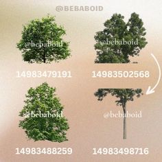 the trees are labeled with different numbers and names for each type of tree in this image