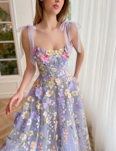 Lavender Bloom Midi Dress | Teuta Matoshi Tea Time Dress, Wisteria Dress, Teuta Matoshi Dresses, Matoshi Dress, Lavender Lace Dress, 2024 Lookbook, Lynn Painter, Teuta Matoshi, Prom Inspo