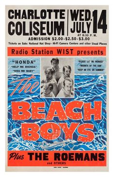 an old concert poster for the beach boys