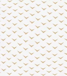 a white and gold wallpaper pattern with small birds on it's back side