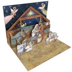 the nativity scene is made out of cardboard