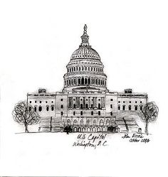 an ink drawing of the capitol building