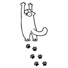 a cartoon dog with paw prints coming out of it's mouth and looking up at the sky