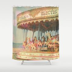 an old fashioned merry go round shower curtain