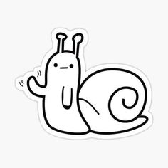 a black and white snail sticker