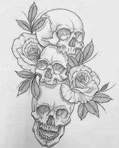 Skulls Tattoo, Skull Drawings, Thigh Tat, Skull Stencil, Tattoo Apprenticeship, Tattoo Culture, Tattoo Posters