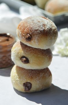 three donuts stacked on top of each other