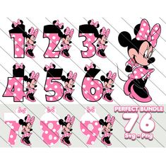 minnie mouse birthday numbers with pink and black polka dots