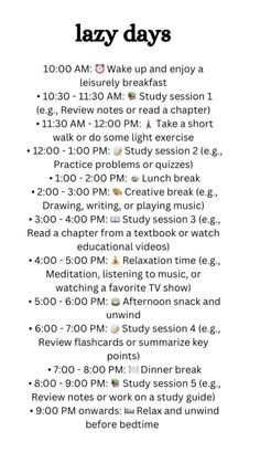 5 Hours Lazy Study Schedule, Lazy Study Routine, Study Schedule From 10 Am, Half Day Wasted Study Schedule, Day Off Schedule, Weekend Routine For Students, Study Daily Routine, Full Day Study Schedule, Productive Routine For Students