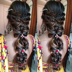 Pretty Braided Hairdo Inspiration for Wedding Ceremonies by Real Brides Messy Bubble Braid, Reception Hairstyles, Braid Game, Bridal Hairstyles With Braids, Haldi Function, Bubble Braid, Hair Wedding Styles