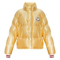 Moncler Ladies Outerwear. Fashion category: Coats & Jackets. SKU: H209L1A00001-M2342-135. Color: Dark Yellow. Moncler Keon Genius X Palm Angels Puffer Jacket. This jacket features a stand-up collar, front zipper and snap button closure, side slant zipper pockets and a logo patch at the breast, all crafted from metallic ripstop fabric. 100% polyester Lining: 100% polyamide Fill: 90% goose down 10% feathers. Versace Watch, Ripstop Fabric, Denim Shoes, Dark Yellow, Crossbody Messenger Bag, Palm Angels, Nixon, Handbag Backpack, Outerwear Women