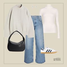 Trending in Cream Wool Bomber Jacket, Baggy Jeans and Sambas in this Winter look for your weekend style. Join Effortless Outfits for daily inspiration: https://www.curateandstyle.online/effortless-outfits-annual Brunch Ootd, Saturday Brunch, Core Wardrobe, Effortless Outfit, Leg Work, Weekend Style, Leg Workout, Winter Looks, Baggy Jeans