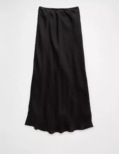 AE High-Waisted Midi Slip Skirt High Waisted Satin Lined Skirt, High Waist Satin Lined Skirt, High Waist Satin Skirt With Lining, Chic High Waist Satin Skirt, Chic High-waist Satin Skirt, Casual Satin Lined Skirt, High Waist Satin Skirt For Summer, Solid Satin Skirt For Summer, Casual Satin Flowy Skirt