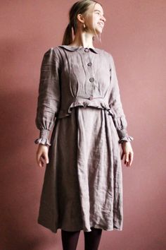 Boho Wedding Dress with long sleeves | Linen dress for women | Easter midi dress | Minimalist Wedding Dress | Modest Dress