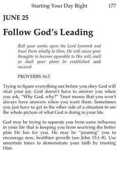 a page from the book follow god's leading