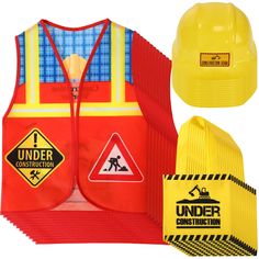 PRICES MAY VARY. Creative dress up set: the orange waistcoat, the yellow helmet and the yellow handbag are the symbol of the construction worker; Lifelike and lovable, the construction dress up costumes are the theme party essential decoration for your little one, which will create an unforgettable party for you Suitable size: the mini tote bag measures 6 x 6 inches, big enough to fill candy, toys, etc.; The construction hat is about 9 x 7 x 4 inch and its head circumference is 22 inch, which is Construction Worker Football Game Theme, Construction Theme Party Games For Kids, Orange Waistcoat, Construction Theme Party Decorations, Construction Costume, Creative Dress, Construction Baby Shower, Construction Hat, Construction Theme Party