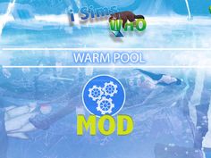 the words warm pool and i slims who are in front of a blue background