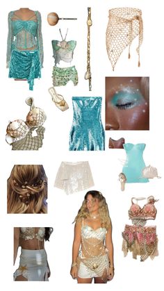 Beach Theme Outfits, Under The Sea Party Outfit, College Halloween Costume, Costume Mermaid, Mermaid Ideas, College Halloween