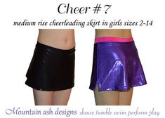 two women's skirts are shown with the words cheer 7 on them and below