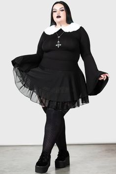 Yasumi Mesh Skirt [PLUS] | Killstar Plus Size Goth Fashion, Chubby Goth, Killstar Clothing, Plus Size Goth, Ladakh India, 2010 Fashion, Stretch Mesh Fabric, Mesh Skirt, Adjustable Waistband