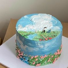 creative cake ideas 2023, ghibli studio, cake Howls Moving Castle Cake, Anime Birthday Cake Ideas, Ghibli Cake, Cake Anime, Anime Cake, Castle Cake, Mini Cakes Birthday, Cute Baking