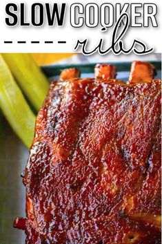 slow cooker ribs with bbq sauce on the side