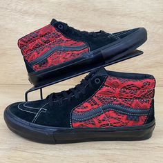 Vans Premier x Skate Grosso Mid 'Laced - Black High Risk Red' Mens Sz 10 Shoes. Custom Design Shoes, Old Shoes, Design Shoes, High Risk, Vans High Top Sneaker, Vans Sk8, Black Laces, High Top Sneakers, Athletic Shoes