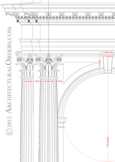 an architectural drawing showing the details of columns