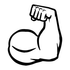 a black and white drawing of a arm flexing it's muscles with one hand